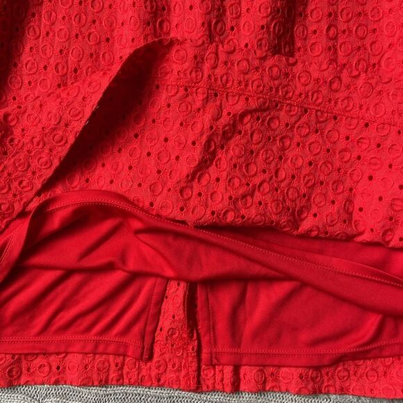 George Rock and Red Eyelet Cap Sleeve Fit and Flare Knee Length Casual Dress - Picture 10 of 13